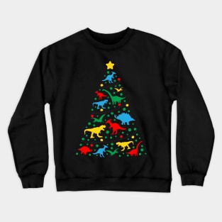 Funny Dinosaur Christmas Tree Xmas Lights Dinosaur Lover Matching Christmas Gift Crewneck Sweatshirt